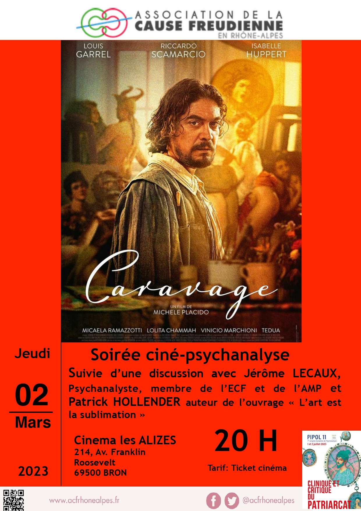 Affiche soirée ciné-psychanalyse