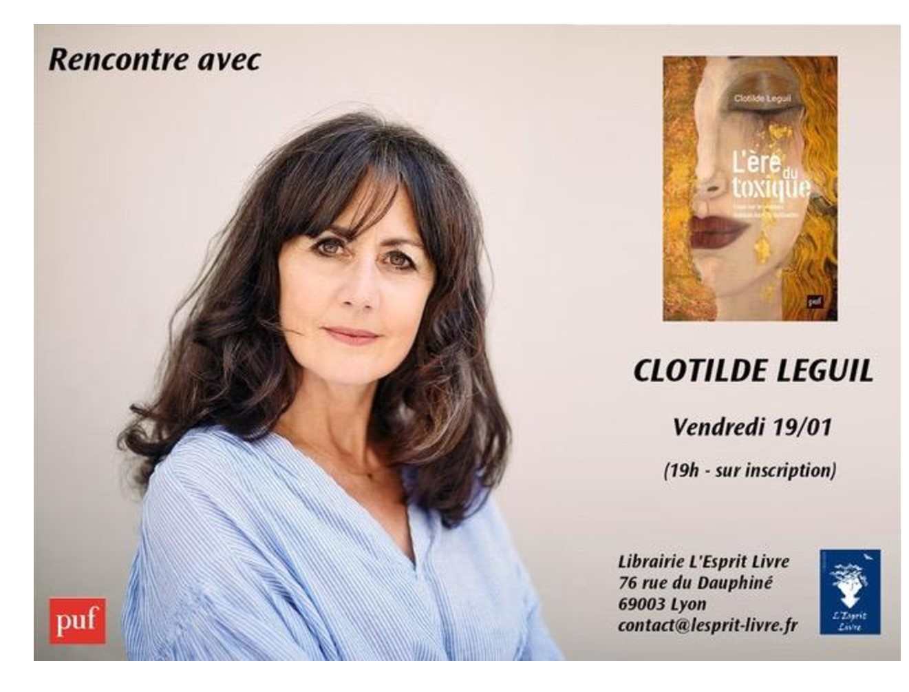 Affiche de la rencontre avec Clotilde Leguil